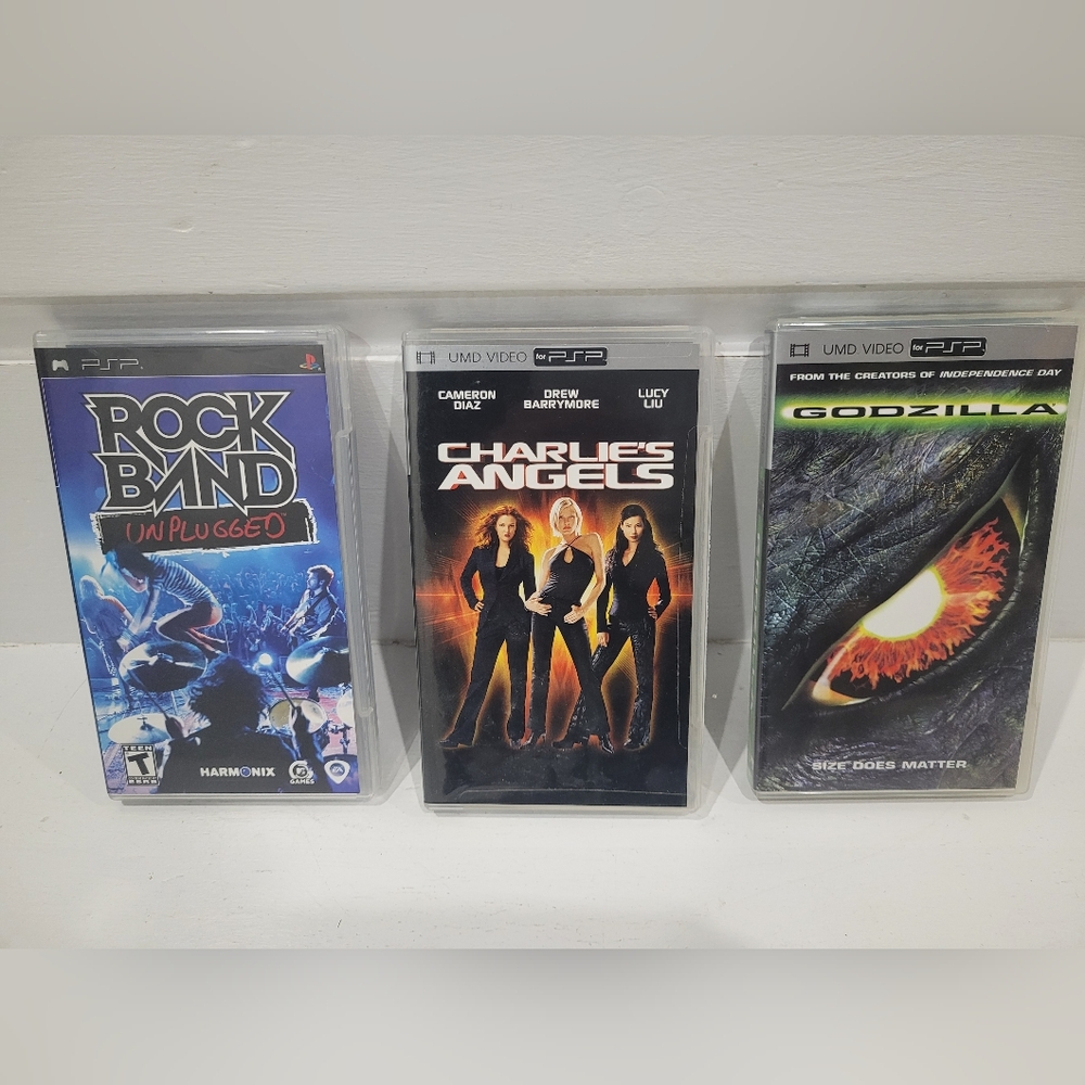 PSP Rock Band Unplugged, Charles Angels & Godzilla UMD Video